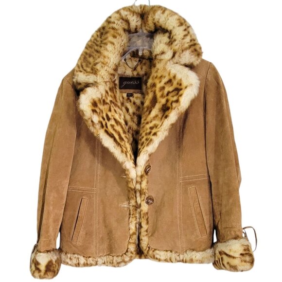 Guess Jackets & Blazers - Vintage Guess Women's Genuine Leather Jacket Faux Fur Lined Long Sleeve Size L